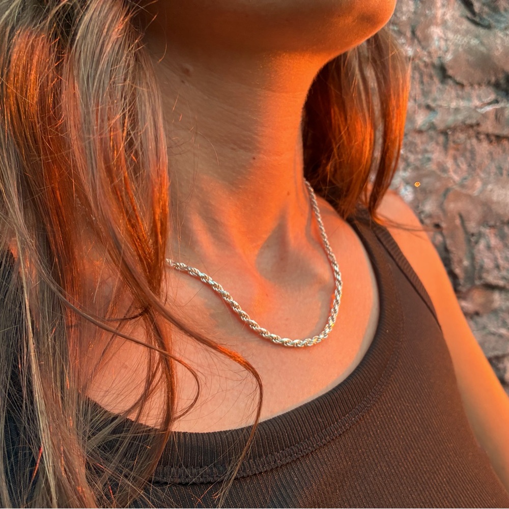 Stamped .925. 3mm in width. 16 inch length.